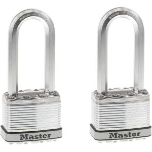 Master Lock M5XTLJ Magnum Heavy Duty Outdoor Padlock with Key, 2 Pack Keyed-Alike(2 Pack  Keyed-Alike)