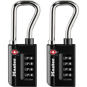 Master Lock Padlock, Set Your Own Combination TSA Accepted Luggage Lock, 1-5/16 in. Wide, 4696D, Black(2 Pack)