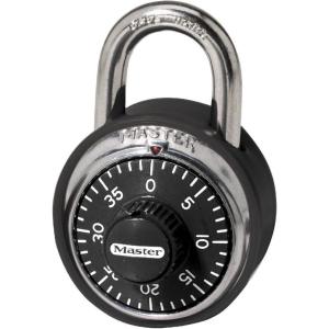 Master Lock Padlock, Standard Dial Combination Lock with Black Bumper, 1-7/8 in. Wide, 1500DCOV