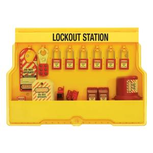 Master Lock S1850E410 Lockout Tagout Padlock & Electrical Station(Includes 6 Zenex Padlocks)