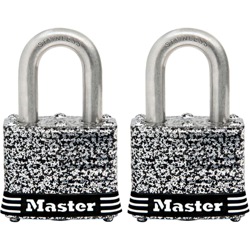 imageMaster Lock 3SSQ Stainless Steel Outdoor Padlock with Key 4 Pack KeyedAlike2 Pack KeyedAlike