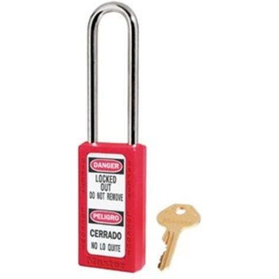 imageMaster Lock 411LTRED Lockout Tagout Safety Padlock with Key Extended Length Shackle