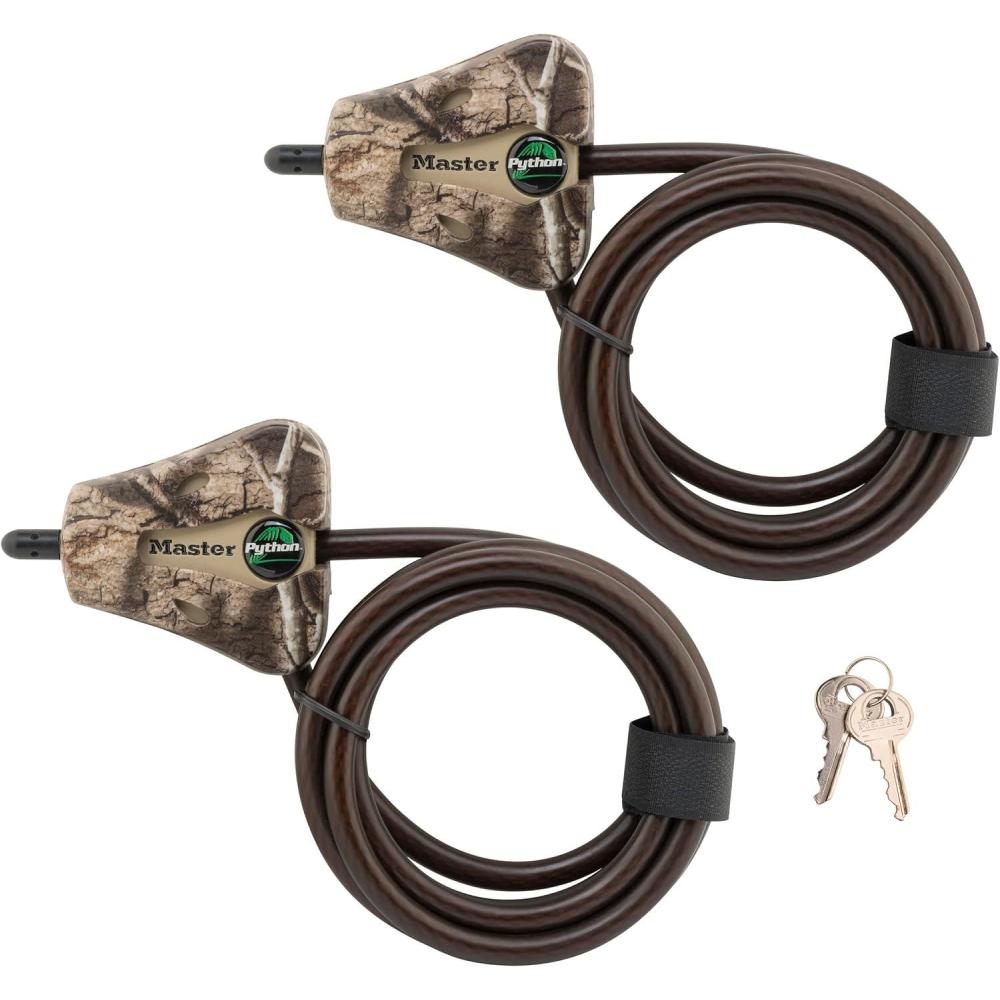 imageMaster Lock Cable Lock Python Adjustable Keyed Cable Lock 6 ft Long Cable 2 Pack Mossy Oak Country DNA Camouflage
