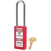 Master Lock 411LTRED Lockout Tagout Safety Padlock with Key, Extended Length Shackle