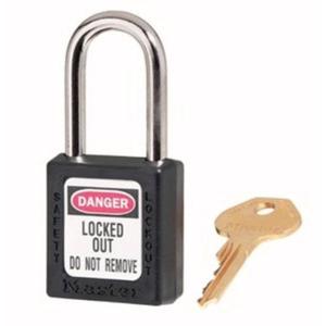 Master Lock 410KABLK2KEY Lockout Tagout Safety Padlock with Key, Keyed-Alike(Black)