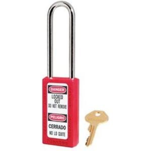 Master Lock 411LTRED Lockout Tagout Safety Padlock with Key, Extended Length Shackle
