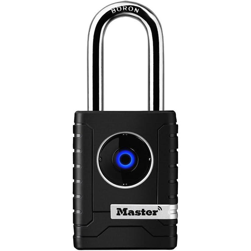 image:imageMaster Lock Black Outdoor Bluetooth Smart Padlock with Keypad Smart Locks for Tools Gates Sheds 2732 inches Wide 4401LHECOutdoor Padlock