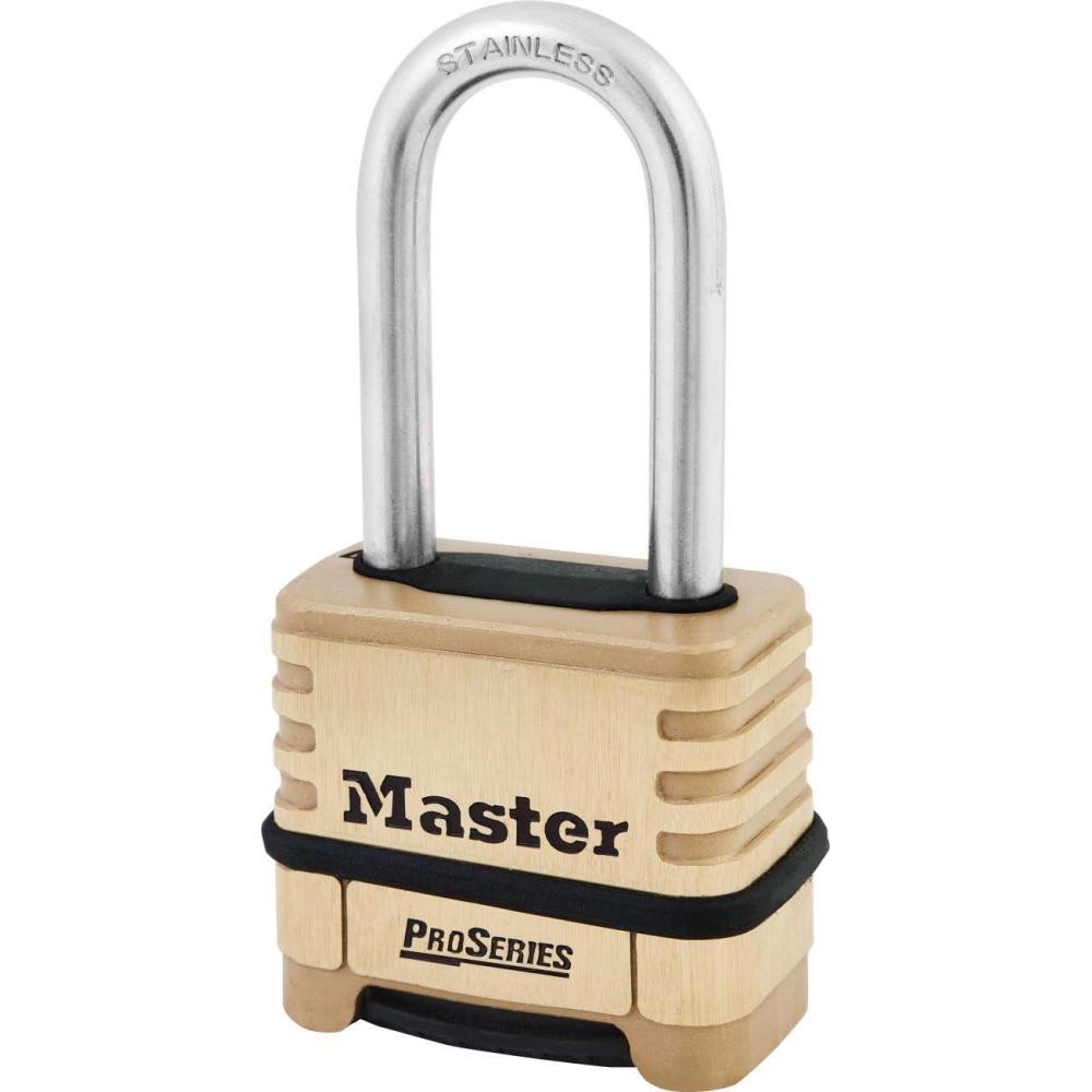 image:imageMaster Lock Brass ProSeries Set Your Own Combination Lock Outdoor HeavyDuty Padlock for Construction Sites Gates Fences 214 Wide 1175LHSSCompact