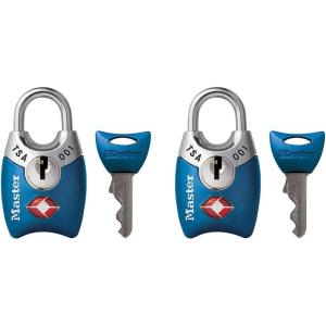 Master Lock 4689T TSA Approved Luggage Lock with Key, 2 Pack, Blue(Blue)