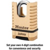 Master Lock ProSeries Brass Padlock, Set Your Own Combination Lock, Commercial Grade Locks with Code for Tools, Fences, Gates, 2-1/4 inches Wide, 1177D(Lock)
